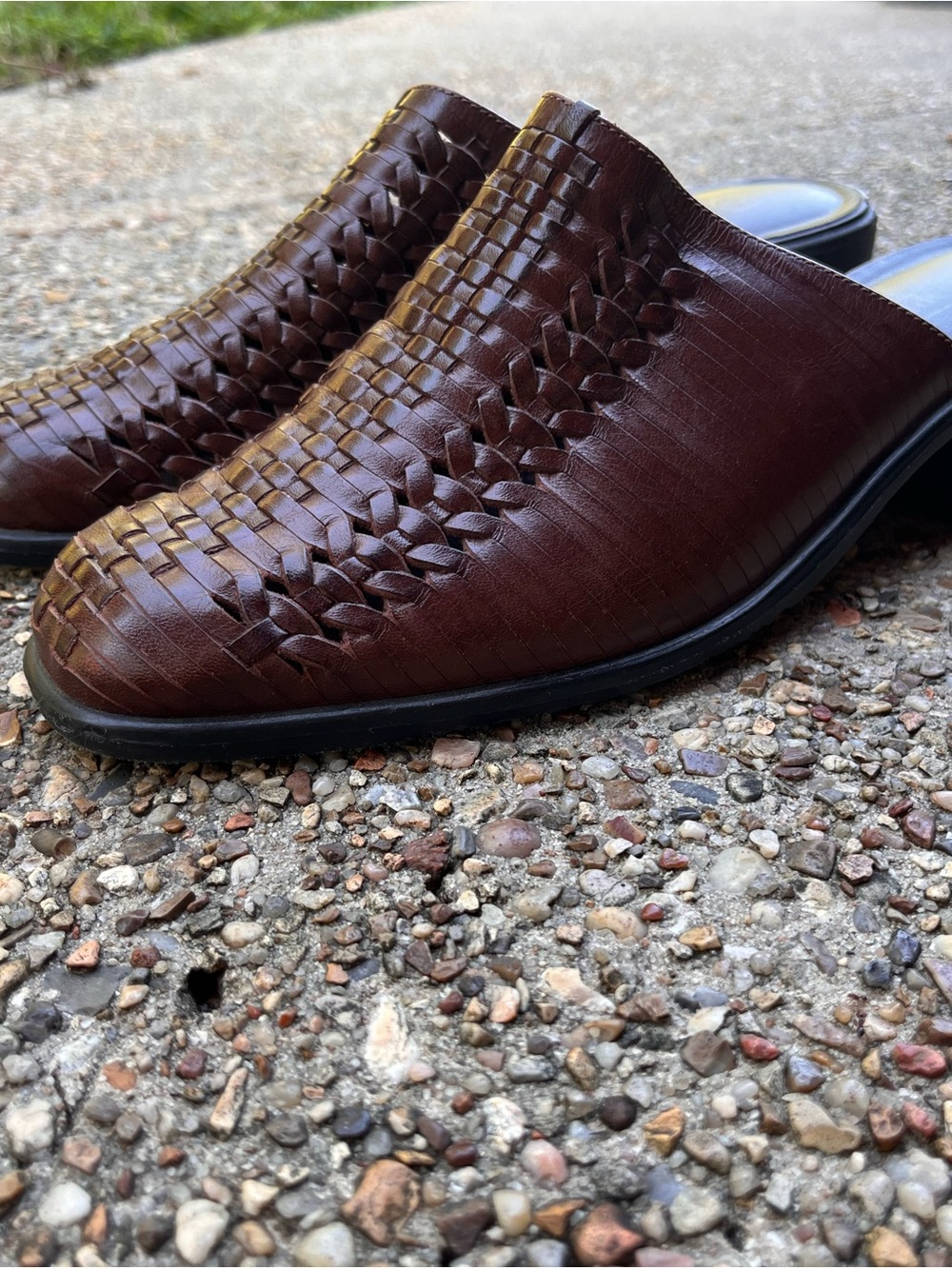 Women’s Brown Woven Leather Slip-On Shoes